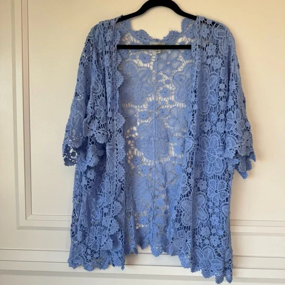 Catherines Women's Plus Size Graceful
Crochet Wrap Size 3X French Blue - Picture 2 of 8